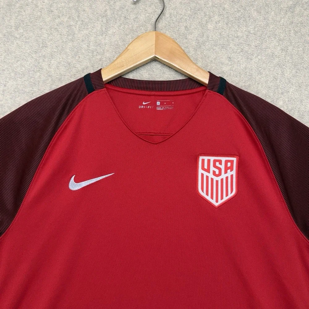 Nike USA Soccer Jersey Mens Large 2017 USMNT Dri-FIT Red Away Shirt